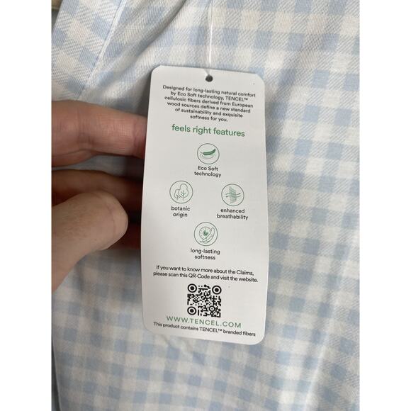 Lands End Shirt Womens Medium 10-12 NEW Blue White Gingham Long Sleeve Blouse - Picture 3 of 7